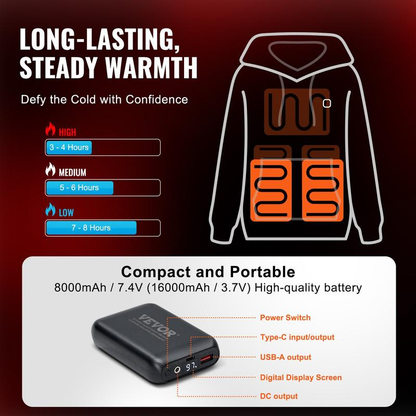 Heated Hoodie Sweatshirt Unisex