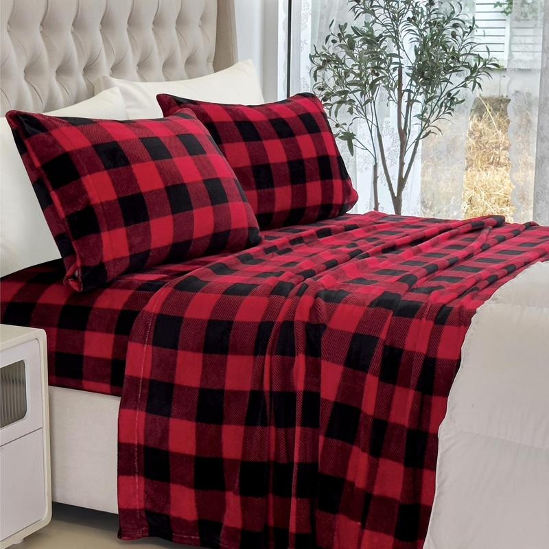 4 Piece Velvet Plush Flannel Sheet Set