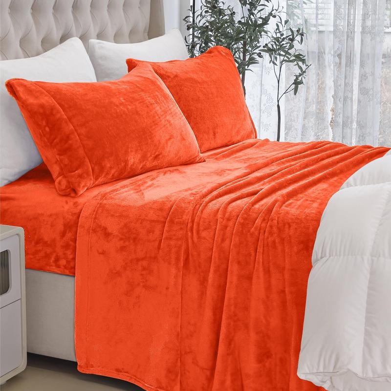 4 Piece Velvet Plush Flannel Sheet Set