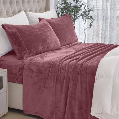 4 Piece Velvet Plush Flannel Sheet Set