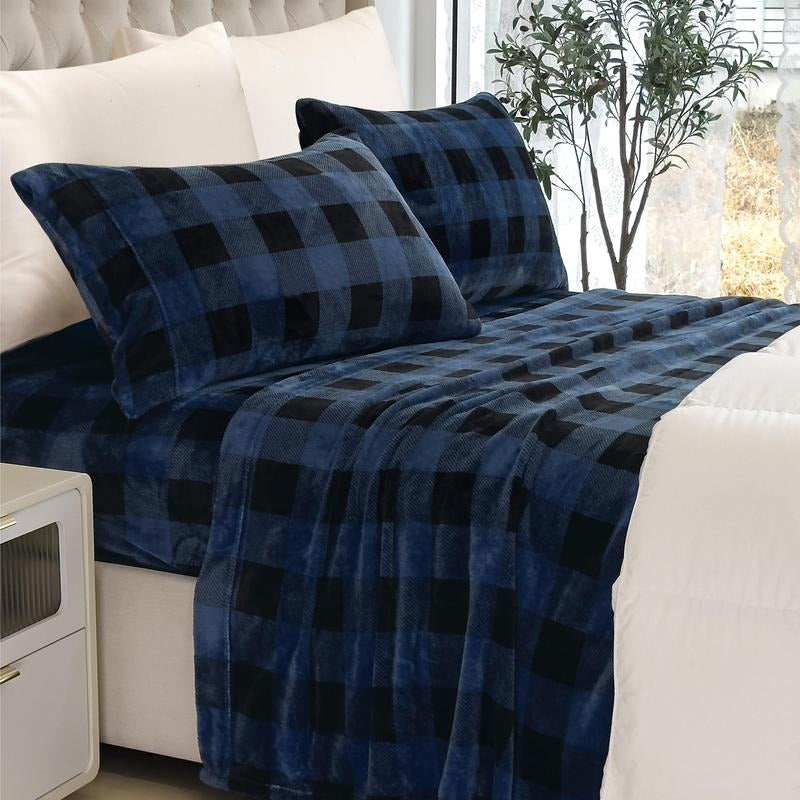 4 Piece Velvet Plush Flannel Sheet Set