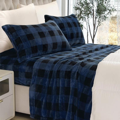 4 Piece Velvet Plush Flannel Sheet Set